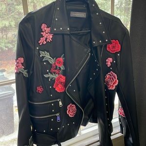 Bagatelle vegan leather floral bomber